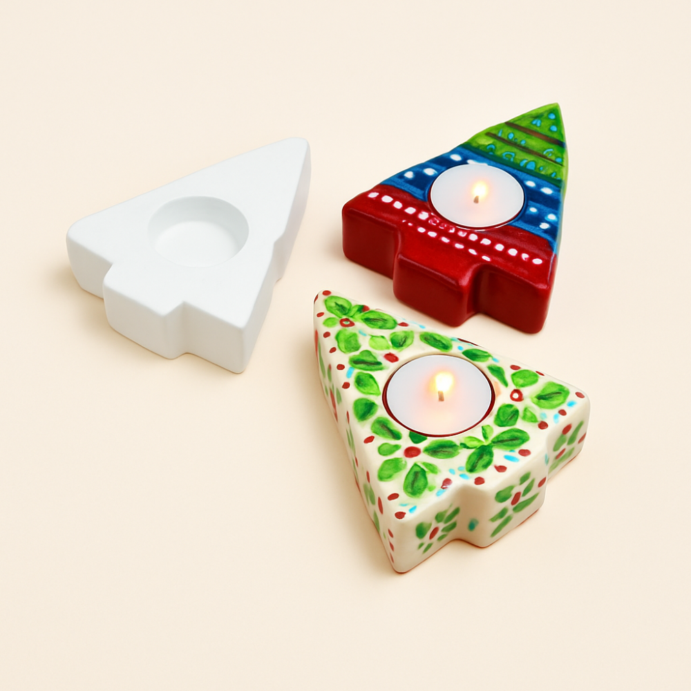 Christmas Tree Tealight Holder – Bisque Blanks x6