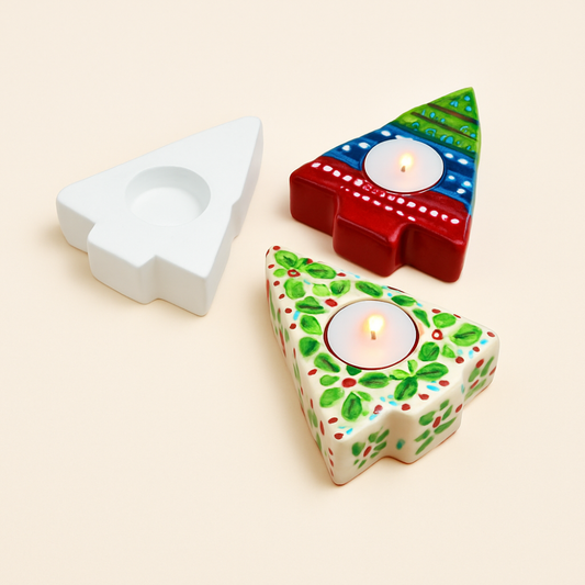 Christmas Tree Tealight Holder – Bisque Blanks x6