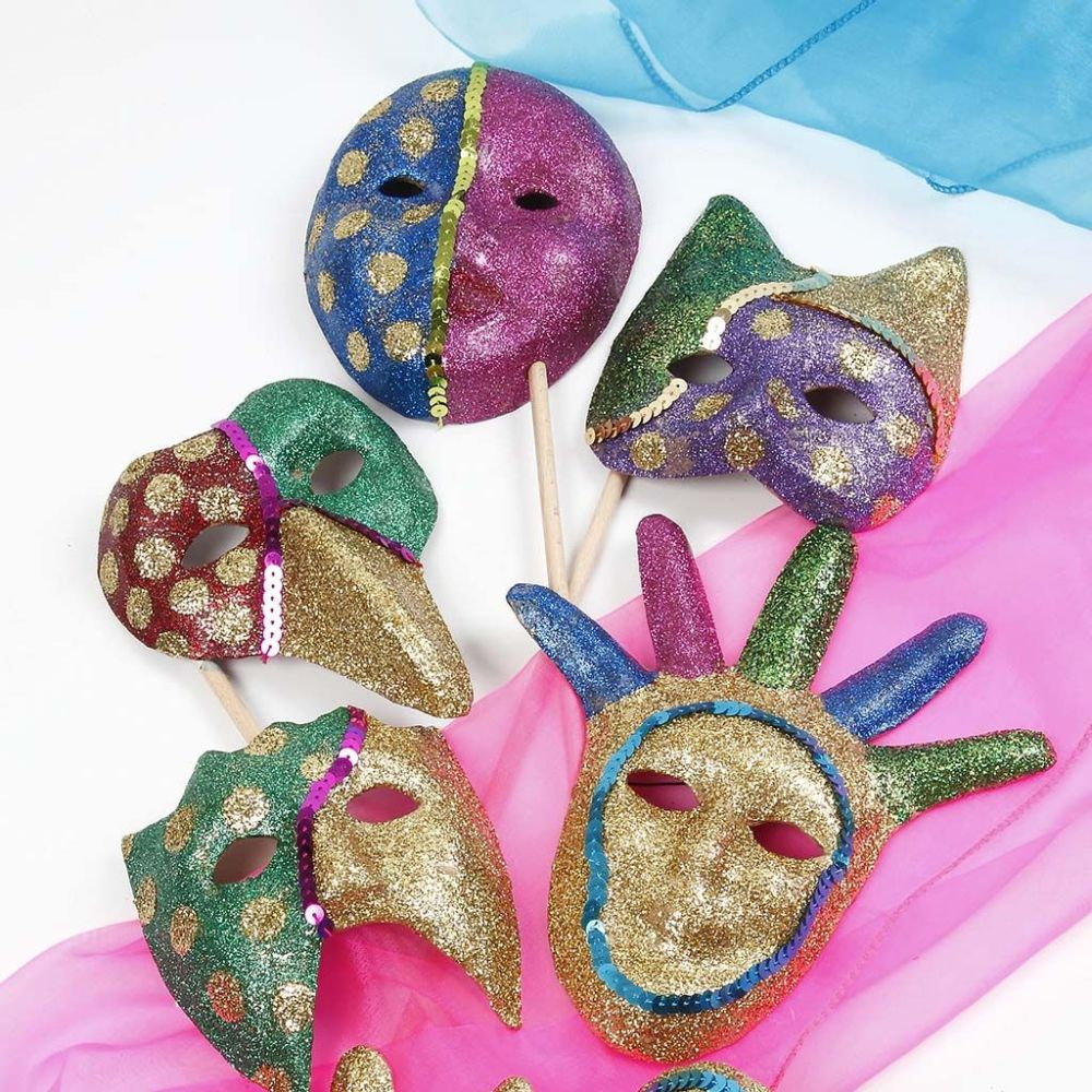Masks, H: 12-21 cm, 6 pc/ 1 pack