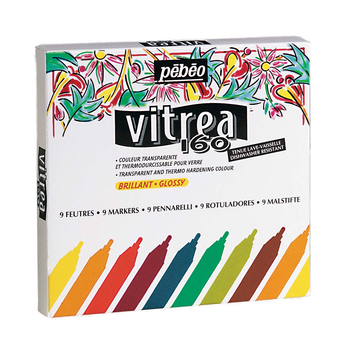 Pebeo Vitrea 160 Glossy Markers - 9 Assorted.