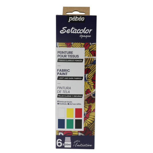 Pebeo 7A Opaque Textile 4mm Marker Set 6 Primary