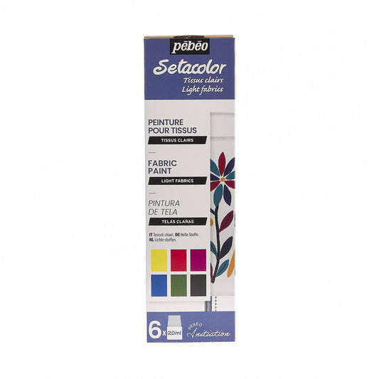 Pebeo Setacolour Matt Light Fabric Initiation Set - 6 x 20ml