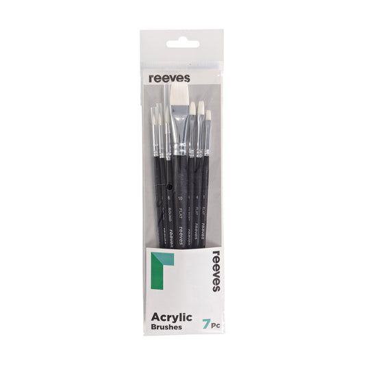Reeves Acrylic Short Handle  7 Brush Pack