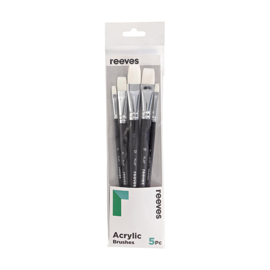 Reeves Acrylic Short Handle Flat 5 Brush Pack
