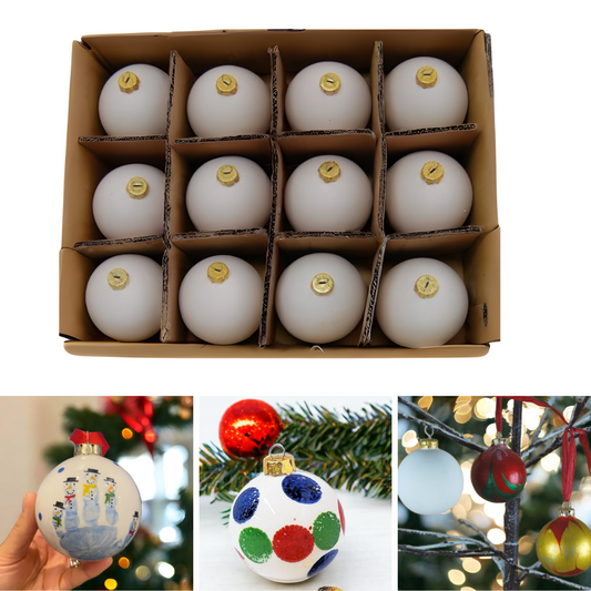 Christmas Tree Baubles – Bisque Blanks – x12