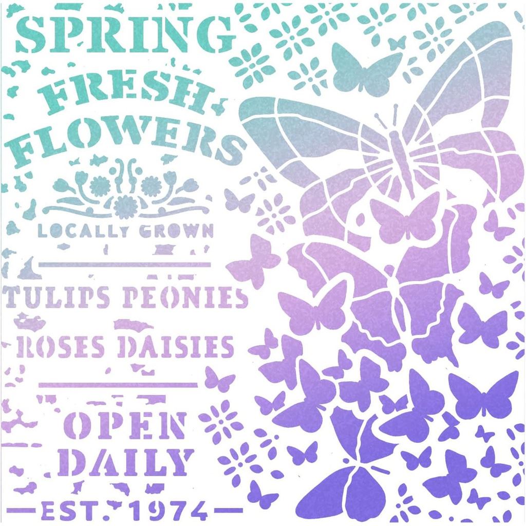 Ciao Bella Spring Fresh Flowers 8inc x 8inc Texture stencil