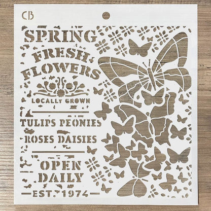 Ciao Bella Spring Fresh Flowers 8inc x 8inc Texture stencil