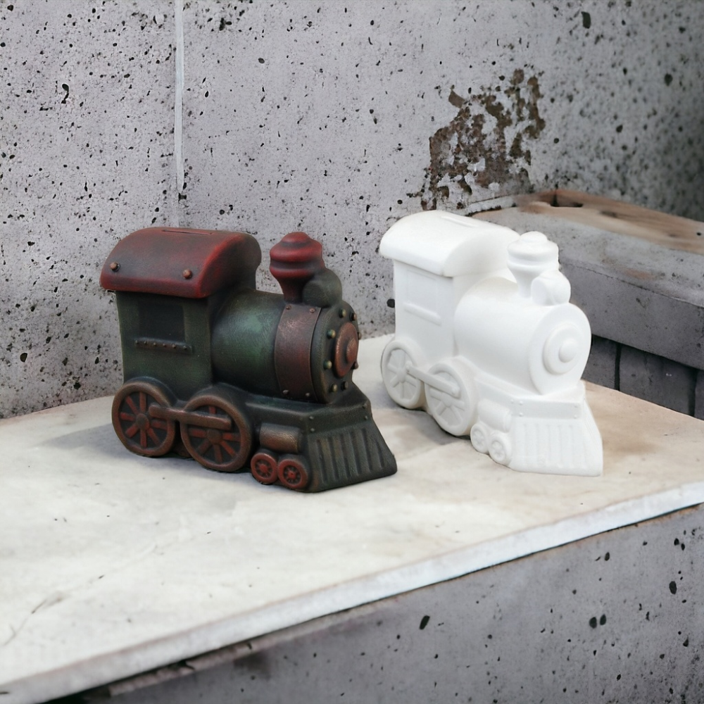 Train Money Box – Bisque Blanks – Box of 6 – Go Craft