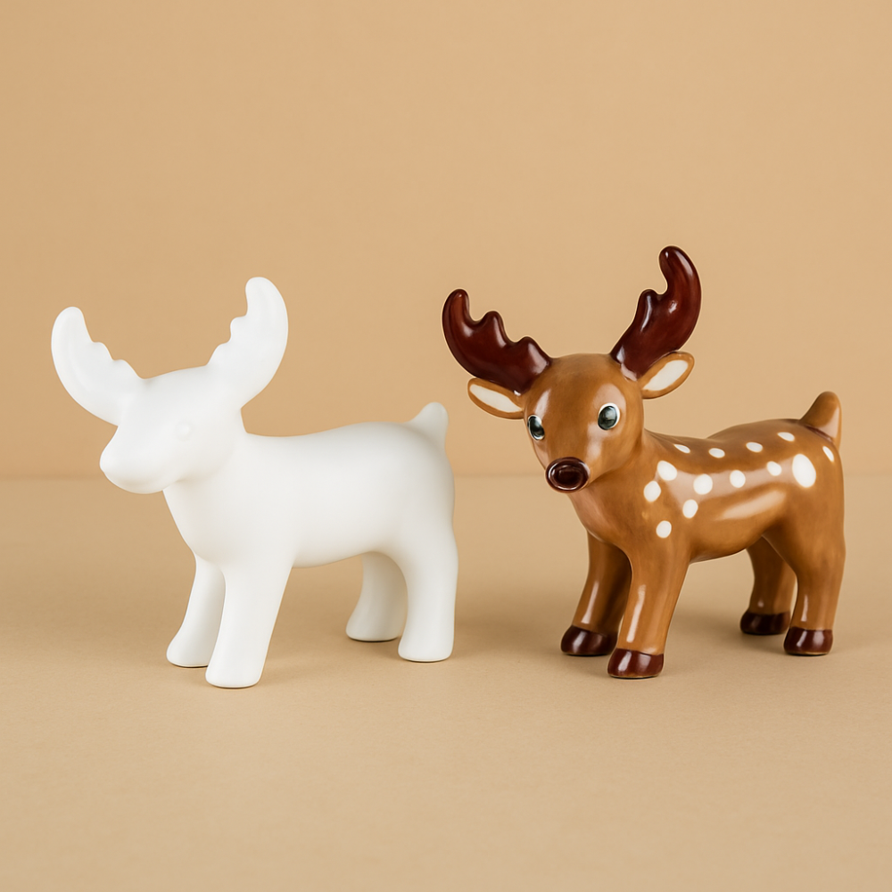 Christmas Cute Reindeer Ornament – Bisque Blanks x6