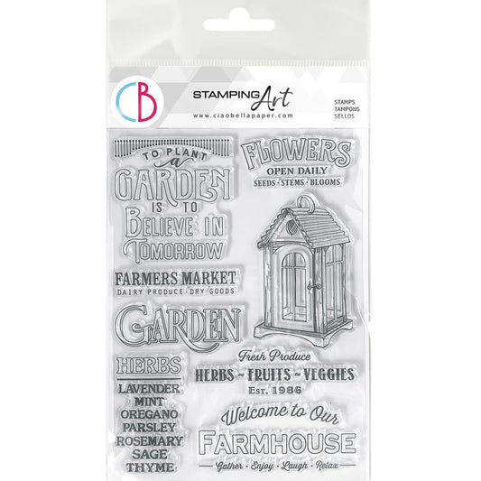 Clear Stamp Set 6"x8" Sparrow Hill Farmhouse Garden