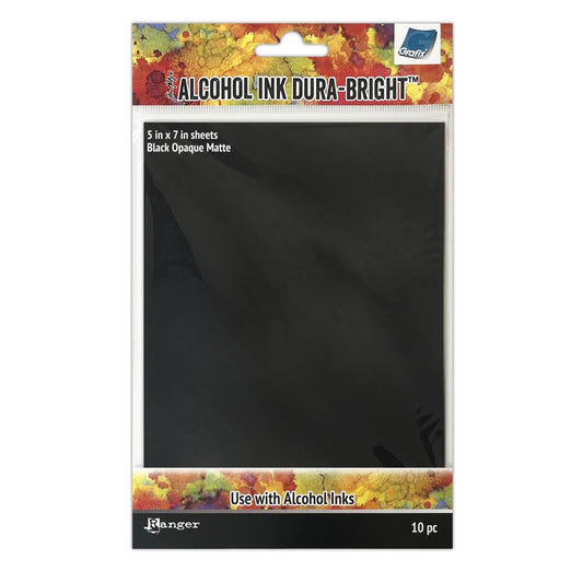 Tim Holtz Alcohol Ink Dura - BrightÔøΩ Black Opaque Matte Surface (10 Sheets, 5 x 7)