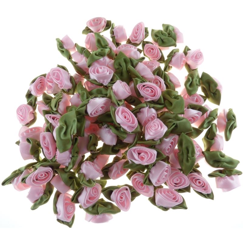 Pale Pink - Large Ribbon Rose Pack 100