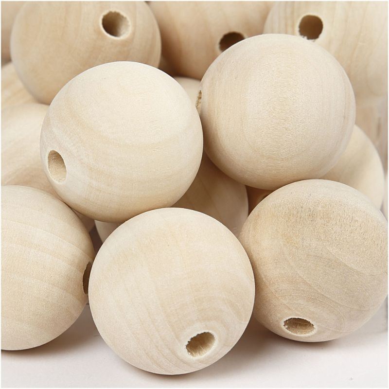 Wooden Bead 30mm(hole 5mm) 50 pcs