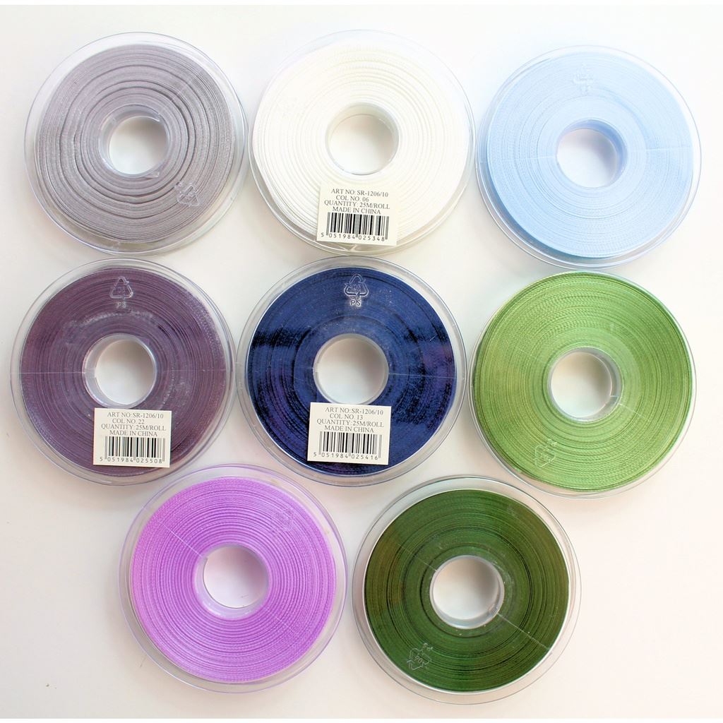 Organza Satin Edged Ribbon Selection - in assorted colours 200 metres in total 10mm width