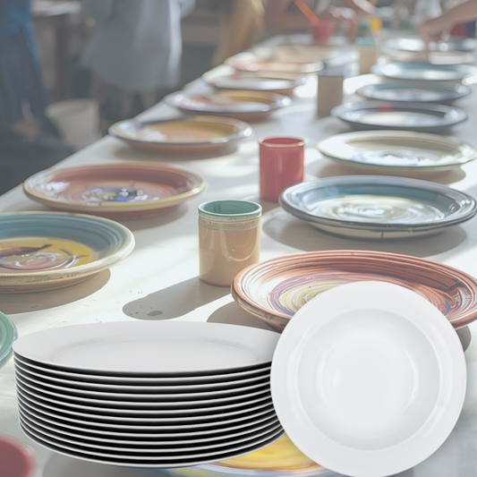 Country Love Crafts – Box of 12 Rimmed Bisque Plates (21 cm)