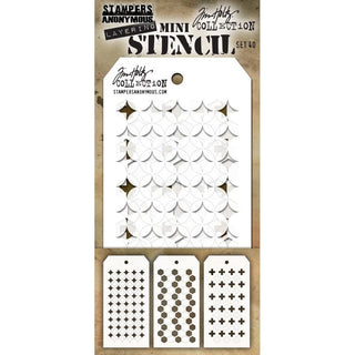 Tim Holtz - Mini Stencil Set 40 (3 Ea.)Stencils