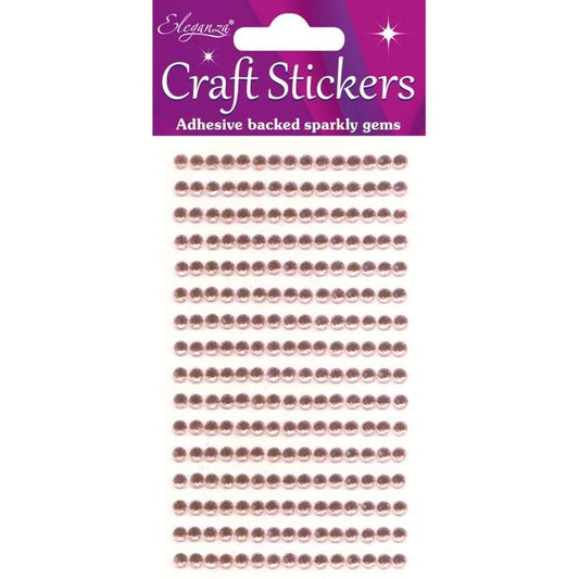 4mm Gems Pearl Pink Craft Stickers No.21 - 240 pieces