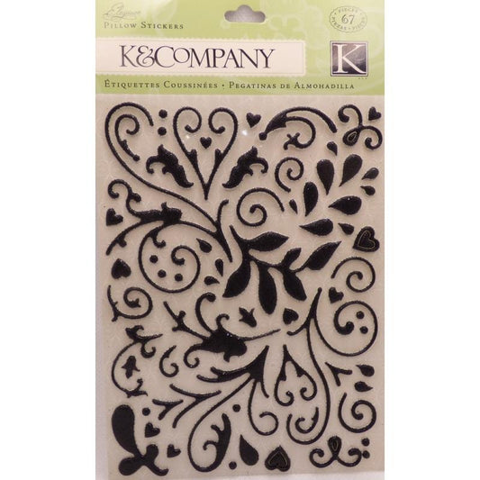 Elegance Black Puffy Glitter Sticker