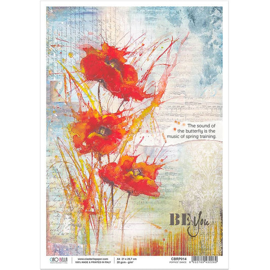 Rice Paper A4 Poppies' Dance - 5 pack
