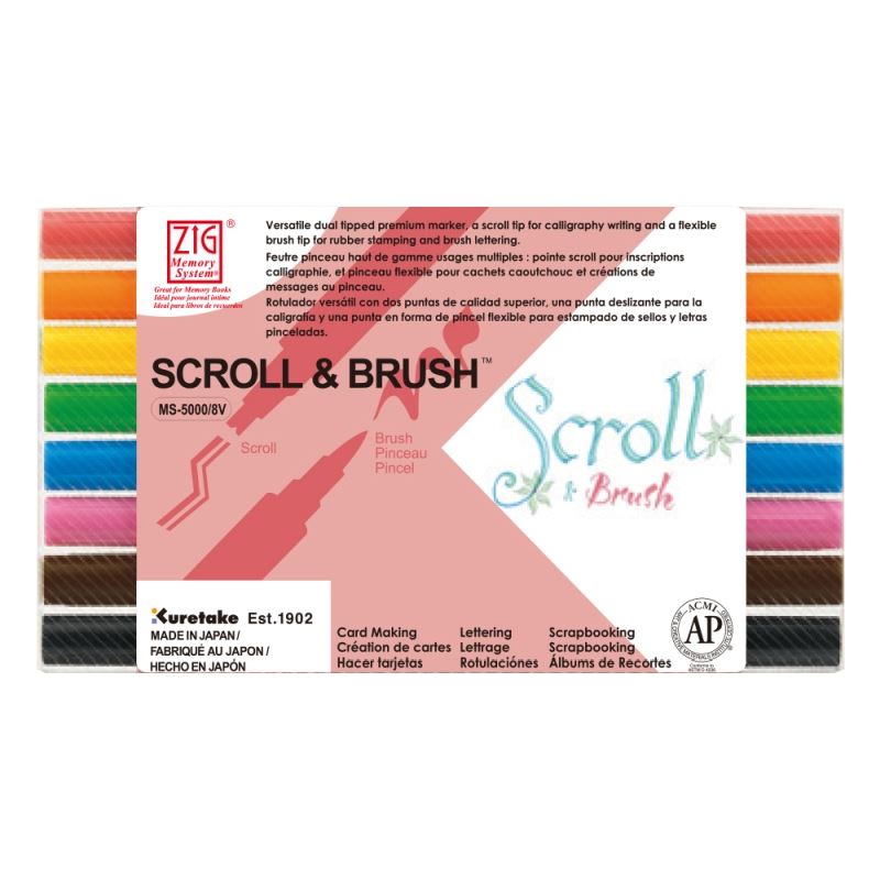 Zig Memory Scroll Brush x8 Set Scroll & Brush 8 Colour Set