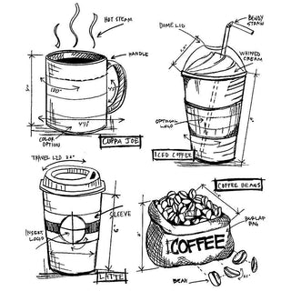 Tim Holtz - Fresh Brewed Blueprint- Stamp