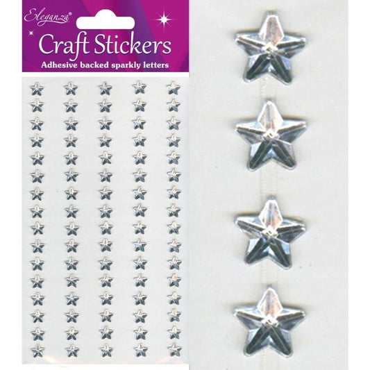 Crafts Stickers Silver Stars x 80