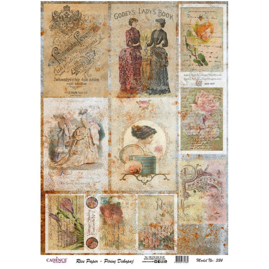 Rice Decoupage Paper - Vintage Postcards