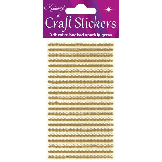 3mm Pearls Gold Craft Stickers No.35 - 418 pieces