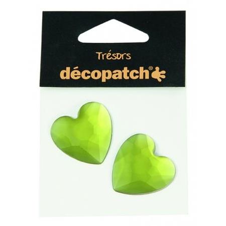 Pack of 2 hearts, 3cm � Green