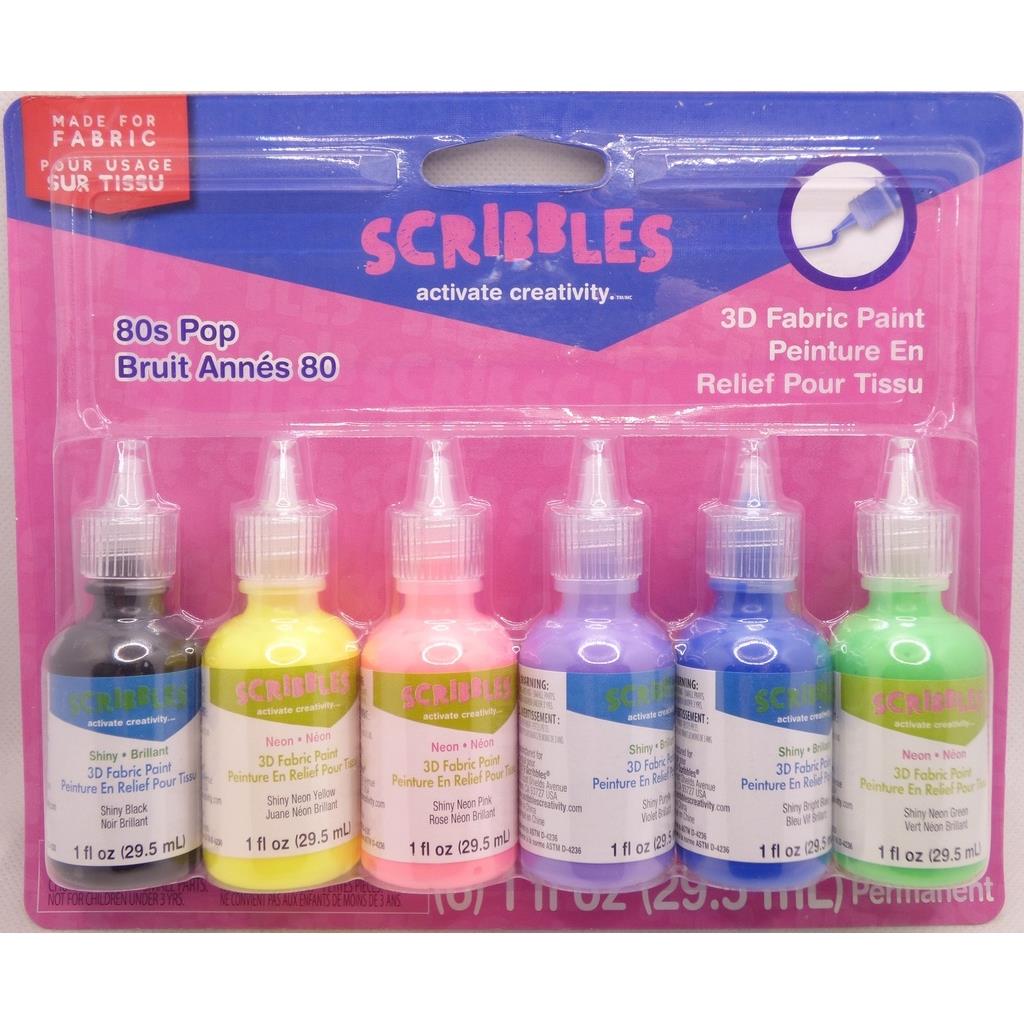 Scribbles 80's Pop 3D Fabric Paint 6 pack