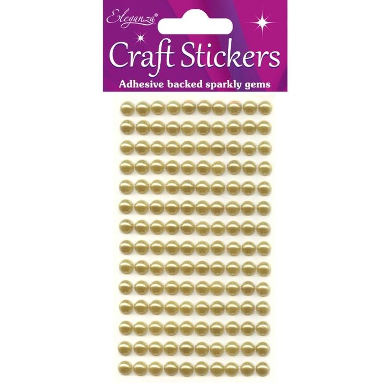 4mm Pearls Gold Craft Stickers No.35 - 240 pieces