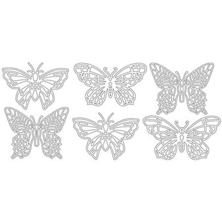 Large Butterflies- Pack of 10 Silver on Silver Peel offs