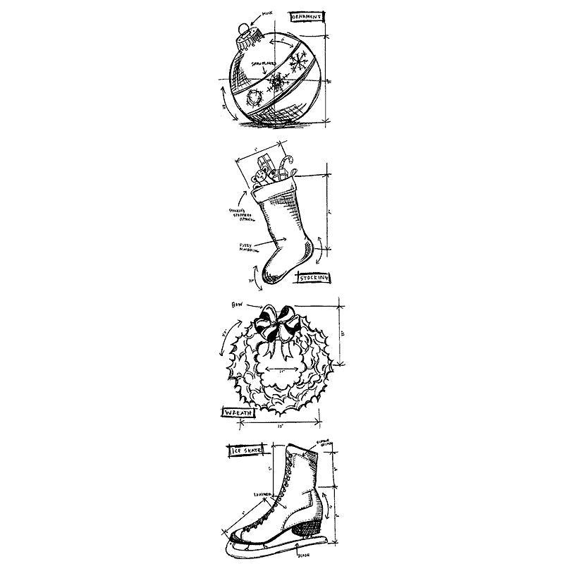 Christmas 2 Mini Blueprints Cling Stamps