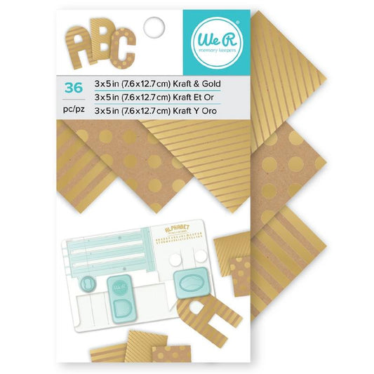 Paper Pad 3x5 Kraft With Gold Foil