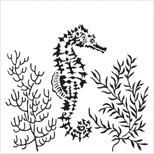 6x6 Stencil Seahorse