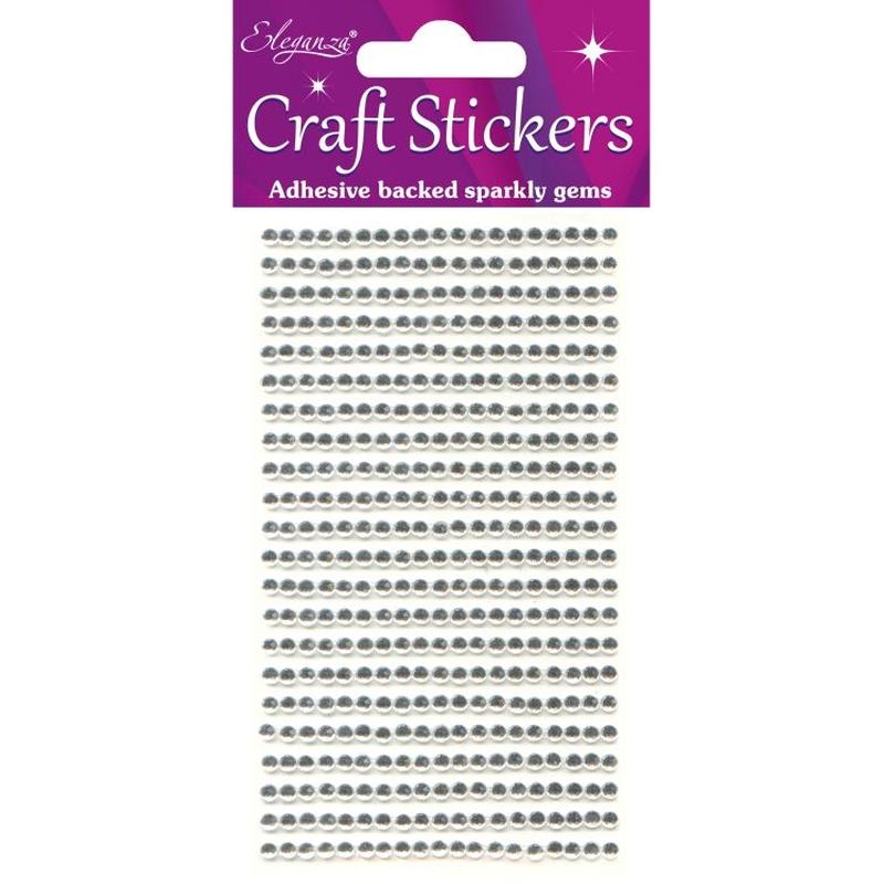 3mm Gems Clear/Silver Craft Stickers No.43 - 418 Pieces