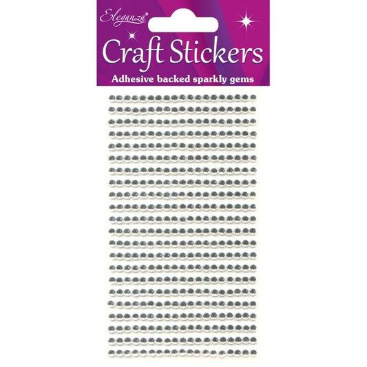 3mm Gems Clear/Silver Craft Stickers No.43 - 418 Pieces