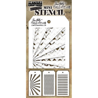 Tim Holtz - MINI STENCIL SET 42 (3 EA.)Stencils