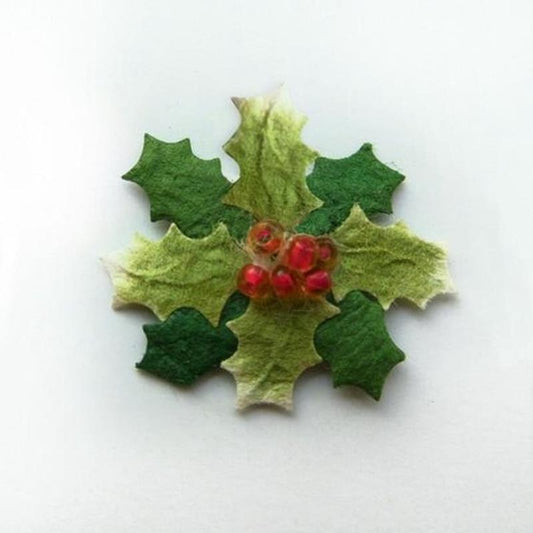 Paper Holly Flower Embellishments