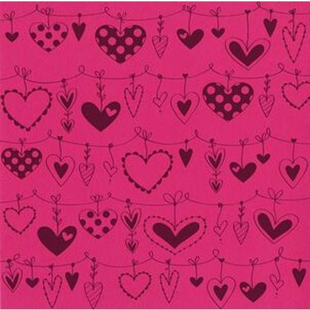 12x12 String of Hearts Pink F