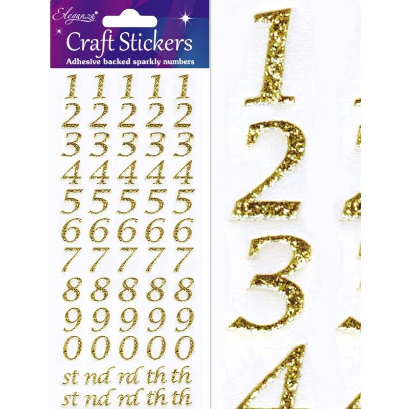 Gold Sticker Numbers Stylised Number Set Gold Craft Stickers No.65 – Go Craft