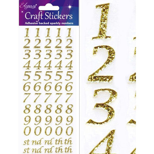 Stylised Number Set Gold Craft Stickers  No.65