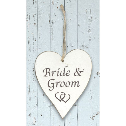 Wooden Heart - Bride & Groom