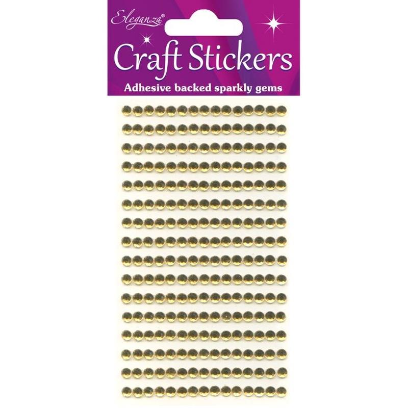 Stickers 4mm Gems Gold Craft Stickers No.35 - 240 pieces