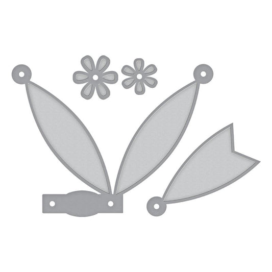 Petite Double Bow & Flowers - Etched