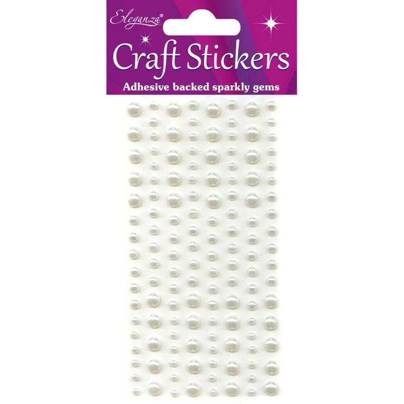 3mm-6mm Pearls Ivory Craft Stickers No.61 - 136 Pieces