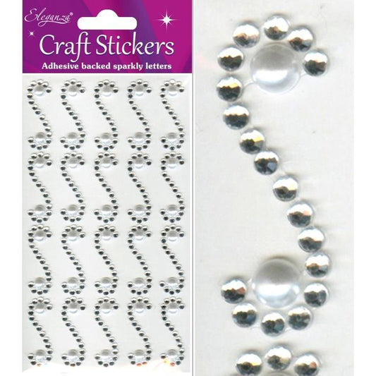 Diamond Pearl Scroll Craft Stickers x 20 pcs