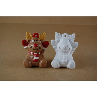 Christmas Reindeer 3D Hanging Ornament – Bisque Blanks x12