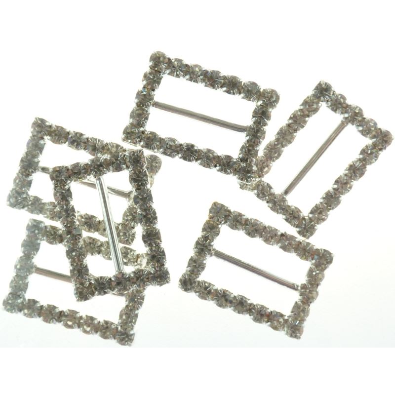 Diamant� Effect Buckles rectangle - 6 Pieces