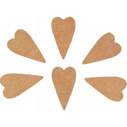 Heart - 3mm MDF 50x90mm - pack of 6